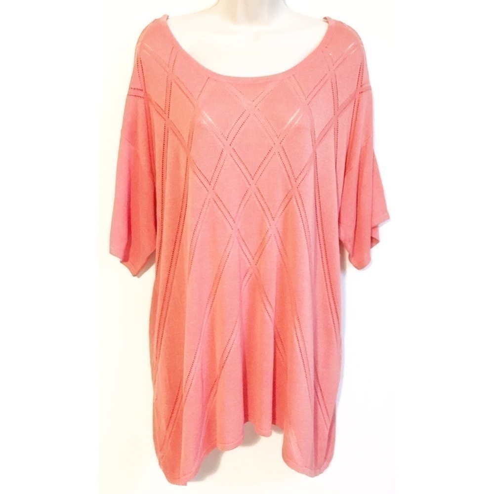 🆕 Cyrus coral knit shark bite hem pullover top